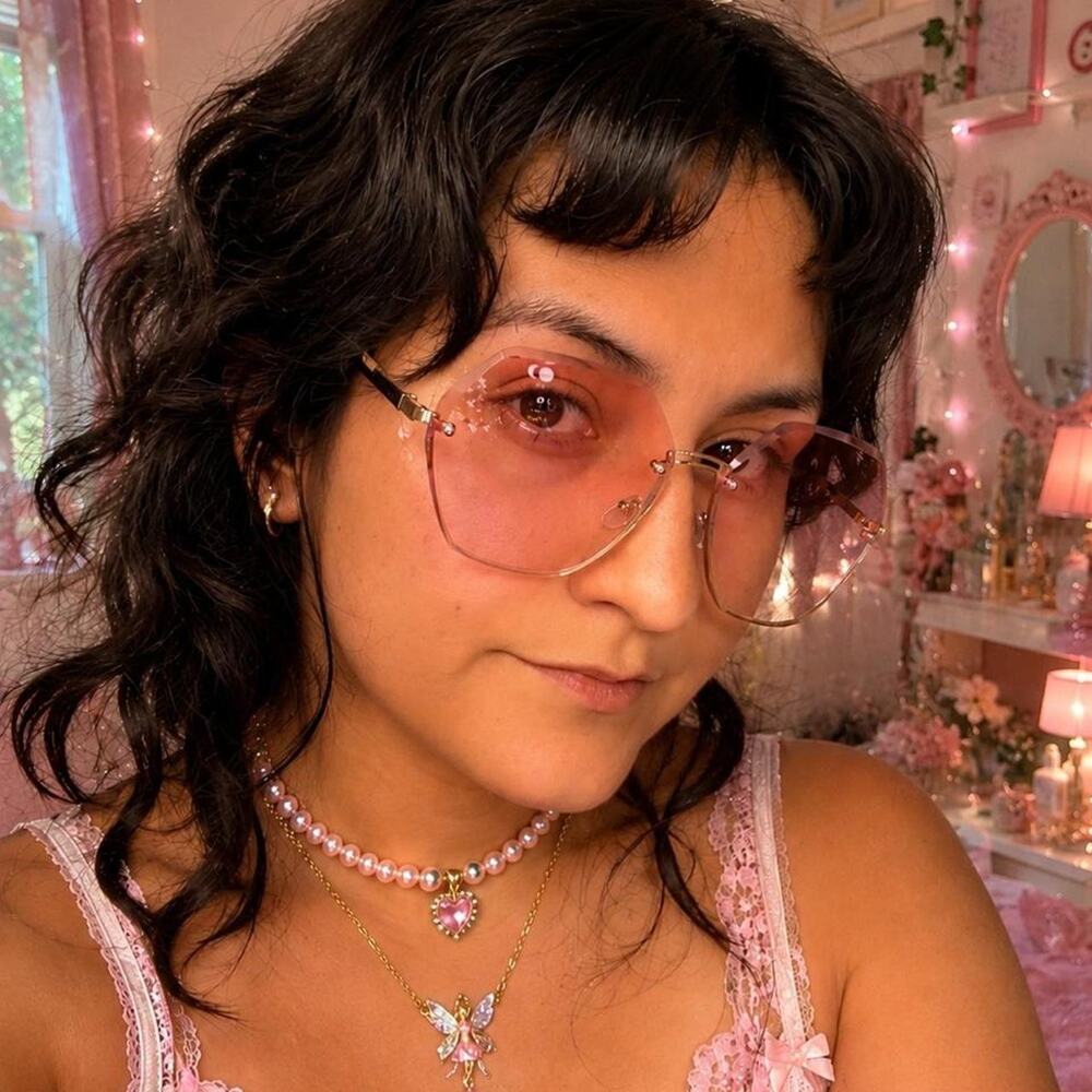 Oversized rimless sunglasses soft pink gradient lenses Dreamy fairycore pastel